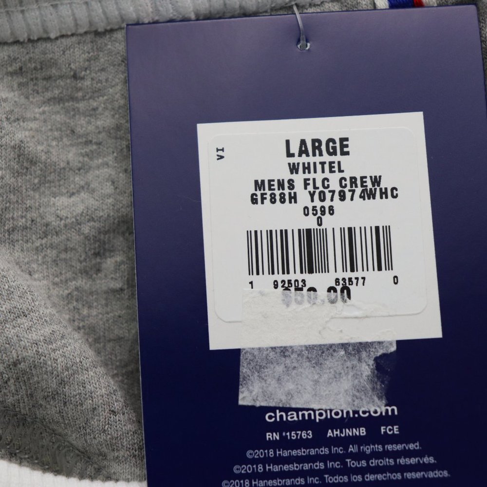 NWT Champion Powerblend Fleece Crew White Grey L - Picture 6 of 9